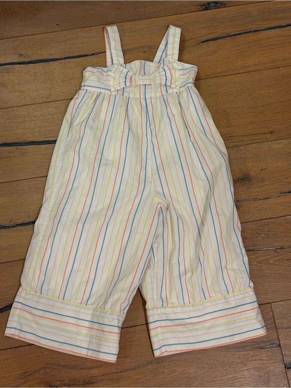 Janie and Jack White Romper with Pastel Stripes